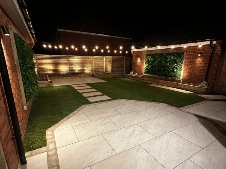 Contemporary lighting for garden in Market Harborough.